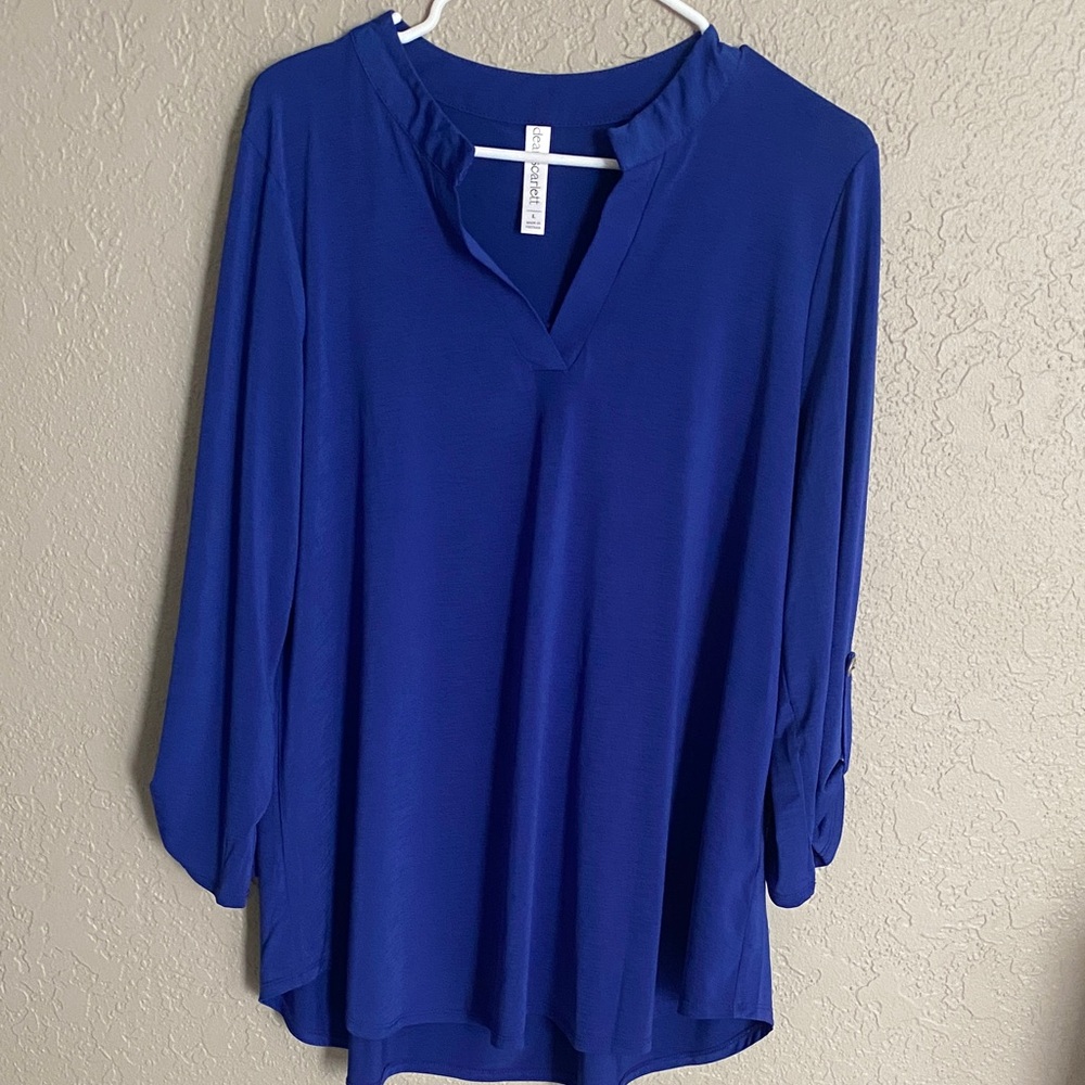 Dear Scarlet Cobalt Blue V-Neck Tunic size Large